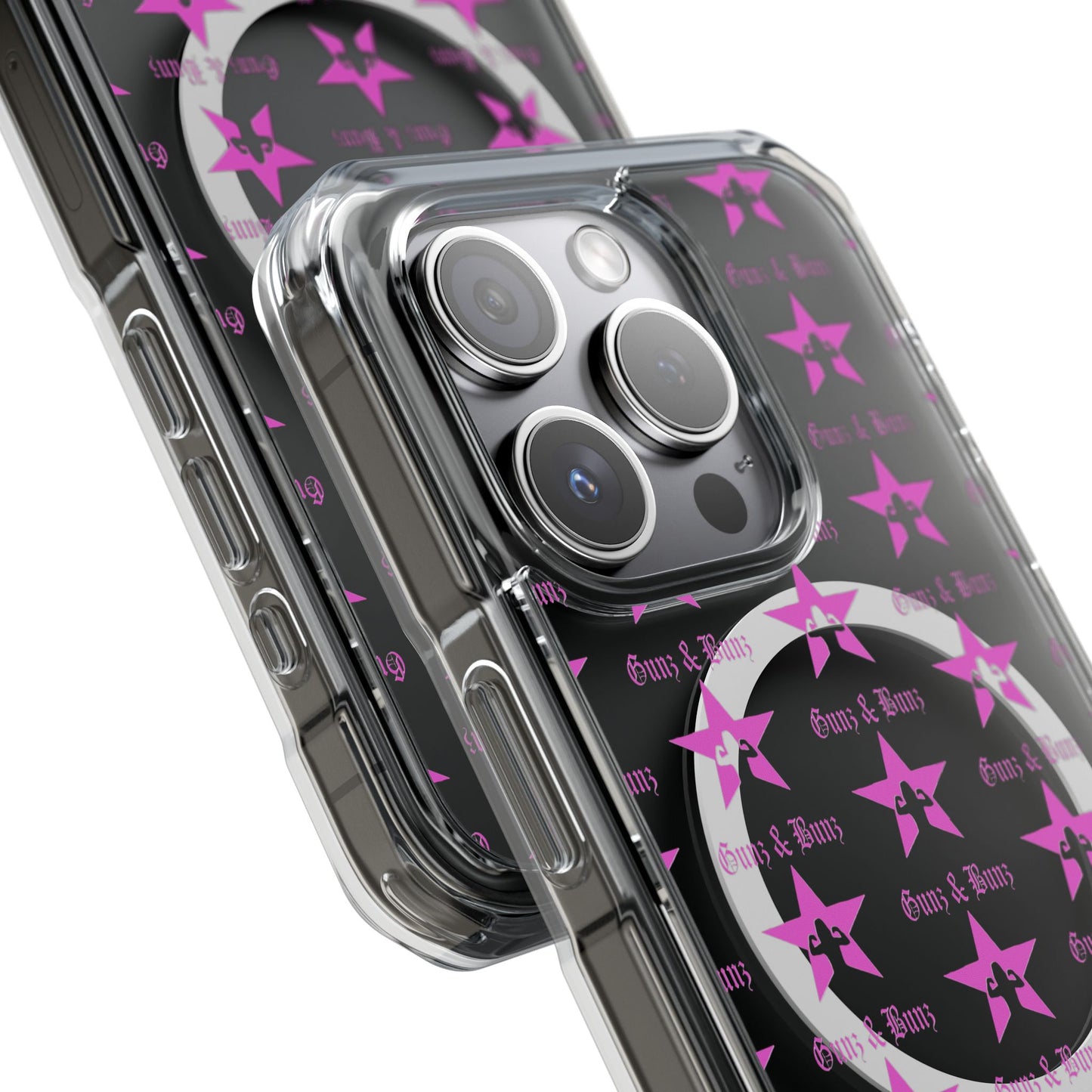 Gunz & Bunz Magnetic Clear Impact Phone Case - Bold Star Design, Perfect for Fitness Enthusiasts