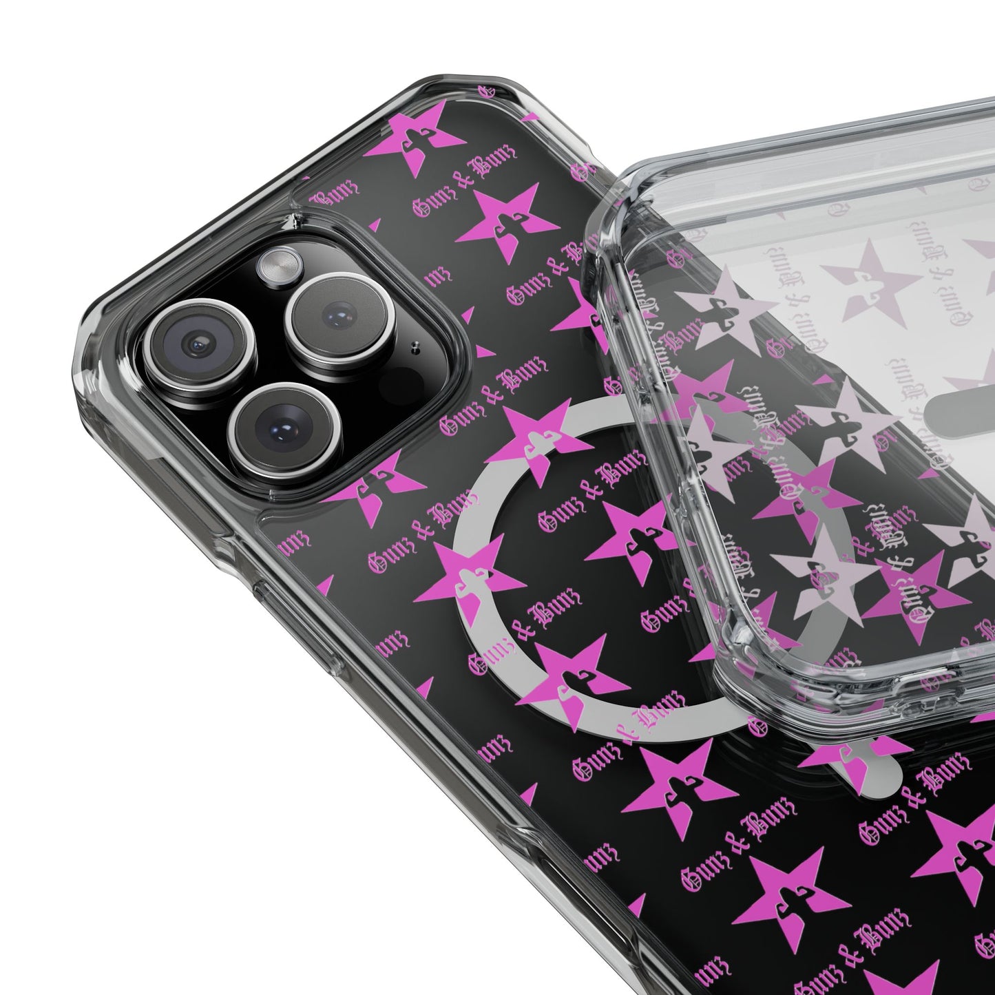 Gunz & Bunz Magnetic Clear Impact Phone Case - Bold Star Design, Perfect for Fitness Enthusiasts