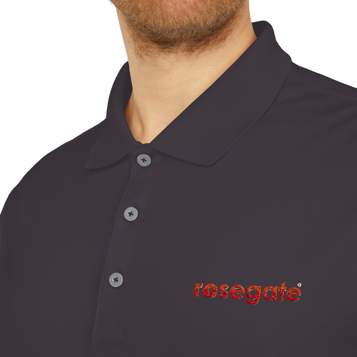 Rosegate Minimalist White Performance Polo — Embroidered Logo Golf & Work Shirt