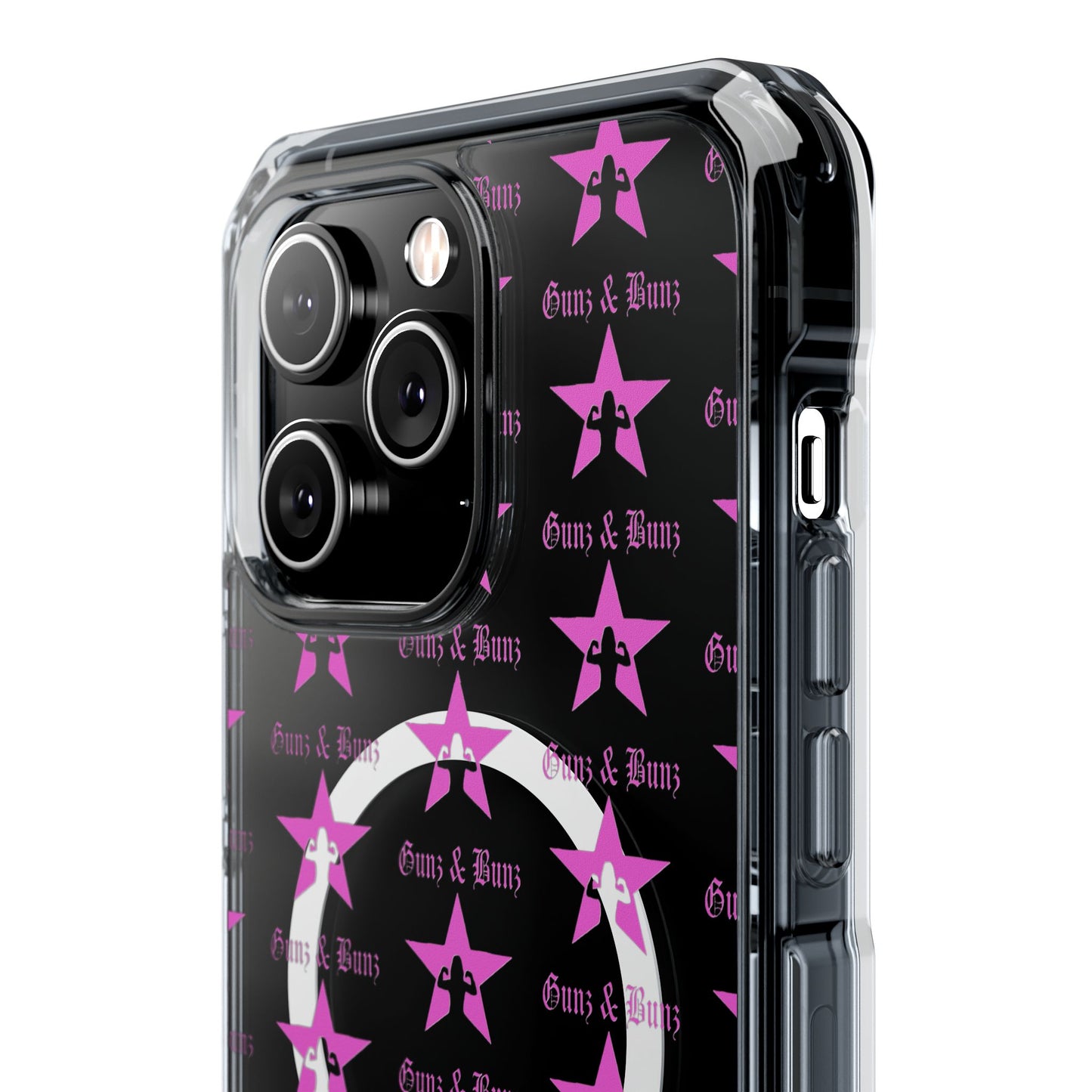 Gunz & Bunz Magnetic Clear Impact Phone Case - Bold Star Design, Perfect for Fitness Enthusiasts