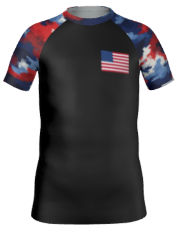 Kids Patriot Rash Guard – Red, White & Blue Camo Youth BJJ Shirt | Durable, USA-Themed Jiu Jitsu Gear