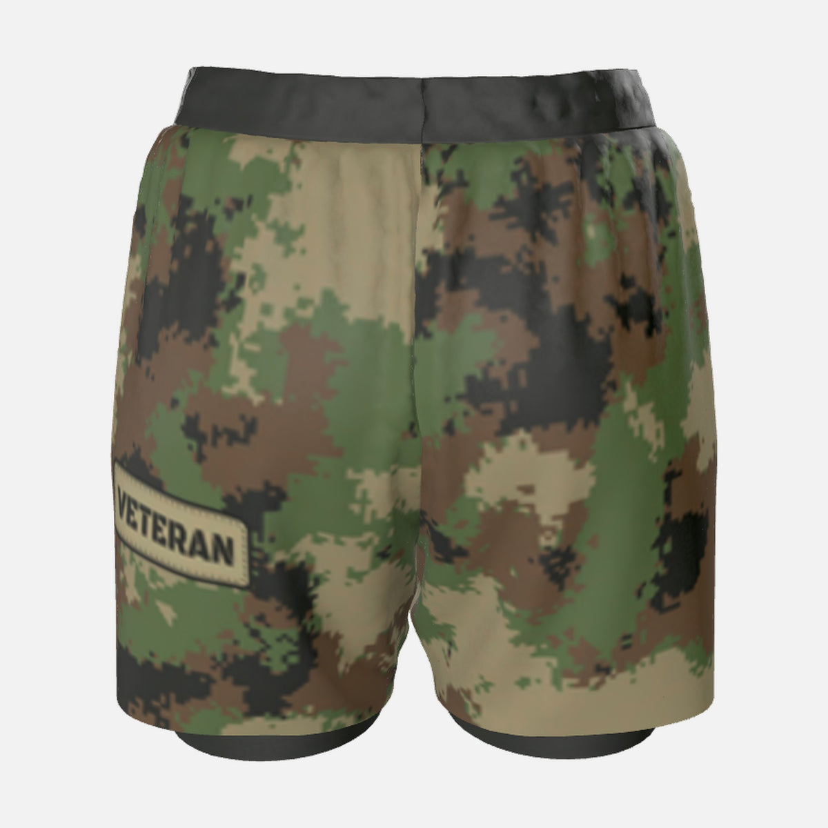Women's Semper Flexibilis Woodland digital camo grappling shorts, back