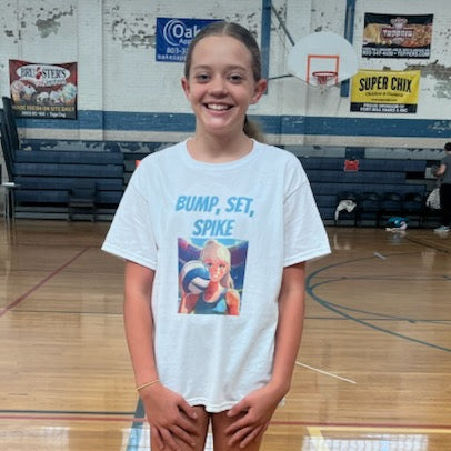 Youth Volleyball “Bump, Set, Spike” T-Shirt – Fun Sports Graphic Tee for Young Athletes | Soft Cotton Short Sleeve