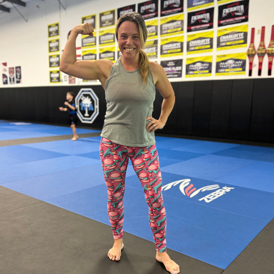 Bunz & Gunz Print Leggings for Women – Playful Burger & Gun Pattern | Funky, Comfortable Activewear