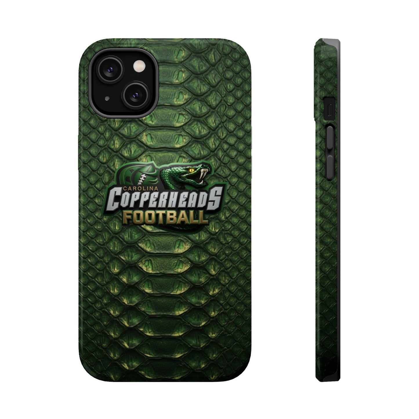 Copperheads Football Magnetic Impact-Resistant Phone Case — Green Snake Scale Design