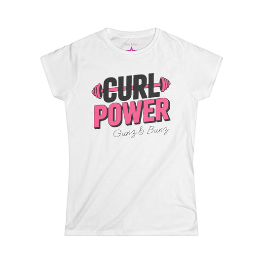 Curl Power Women's Fitness Tee — Pink Barbell Strength Shirt