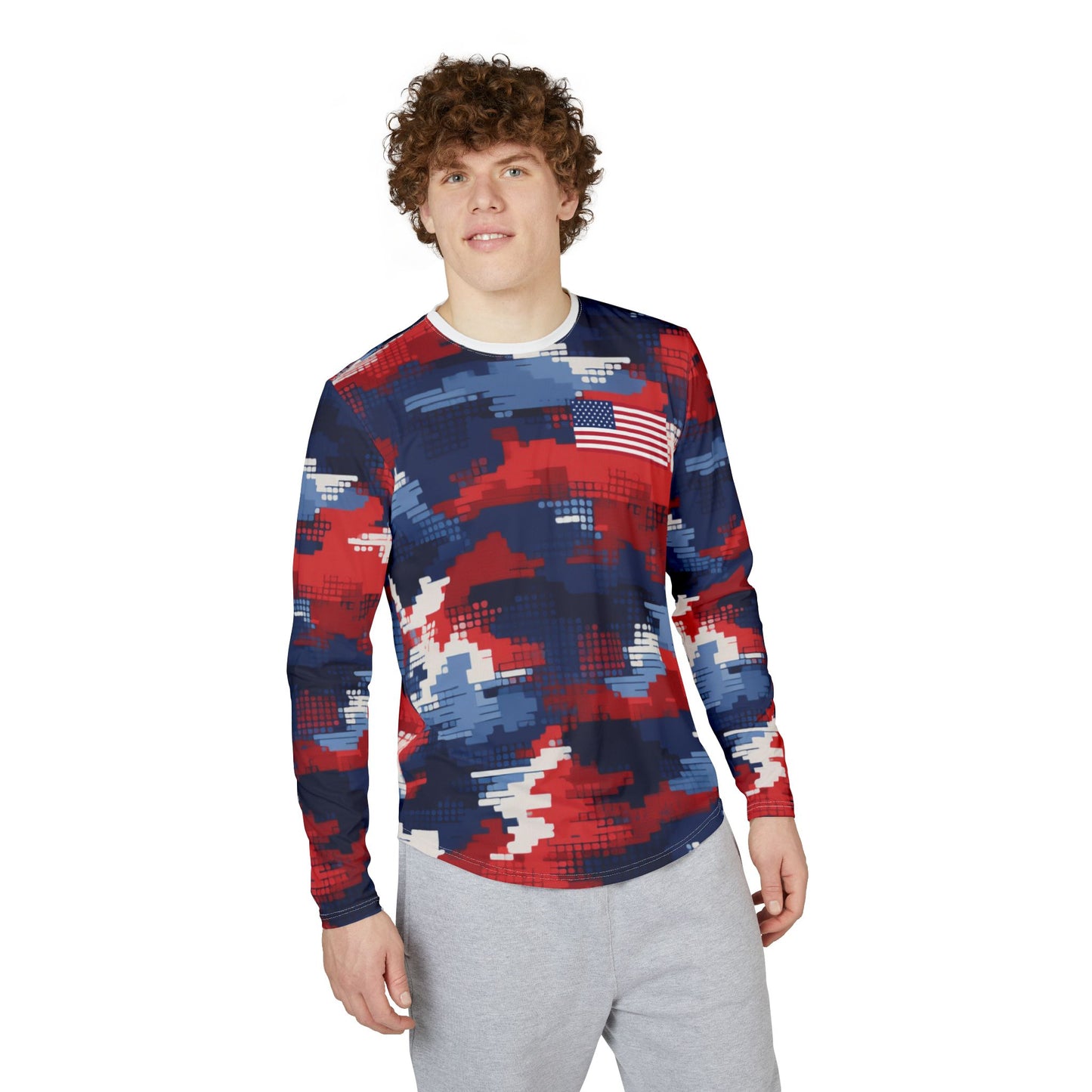 Men’s Patriotic UV Protection Shirt – Long Sleeve American Flag Fishing & Outdoor Top | UPF 50+ Sun Protection