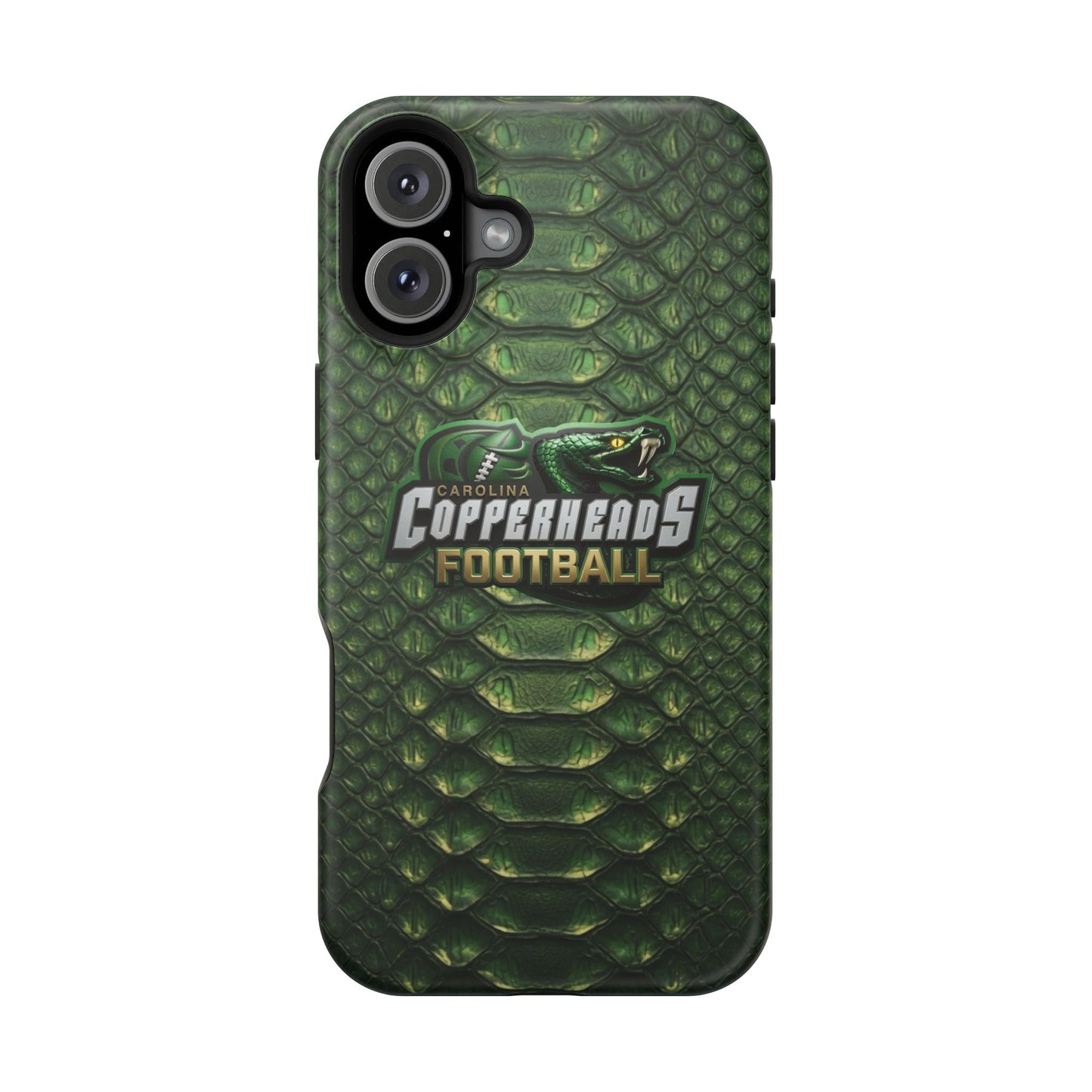 Copperheads Football Magnetic Impact-Resistant Phone Case — Green Snake Scale Design