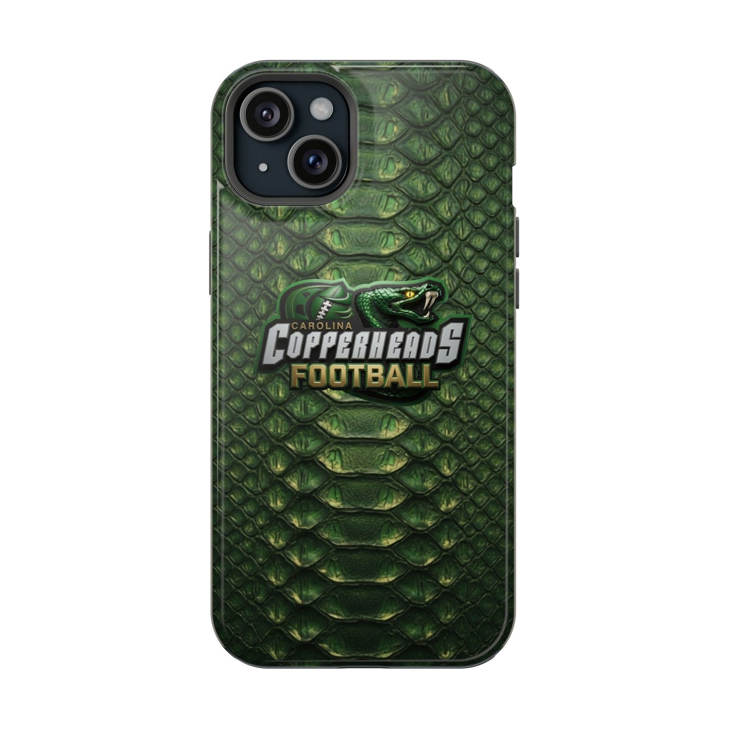 Copperheads Football Magnetic Impact-Resistant Phone Case — Green Snake Scale Design