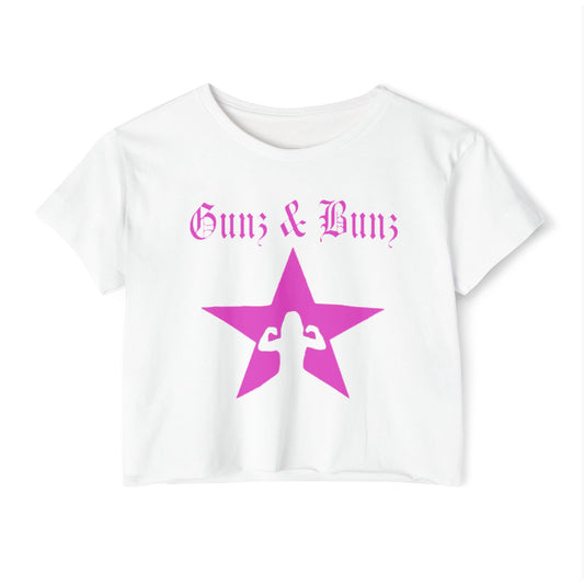 Gunz & Buns Festival Crop Top - Stylish Women’s Statement Tee for Music Festivals & Summer Outings