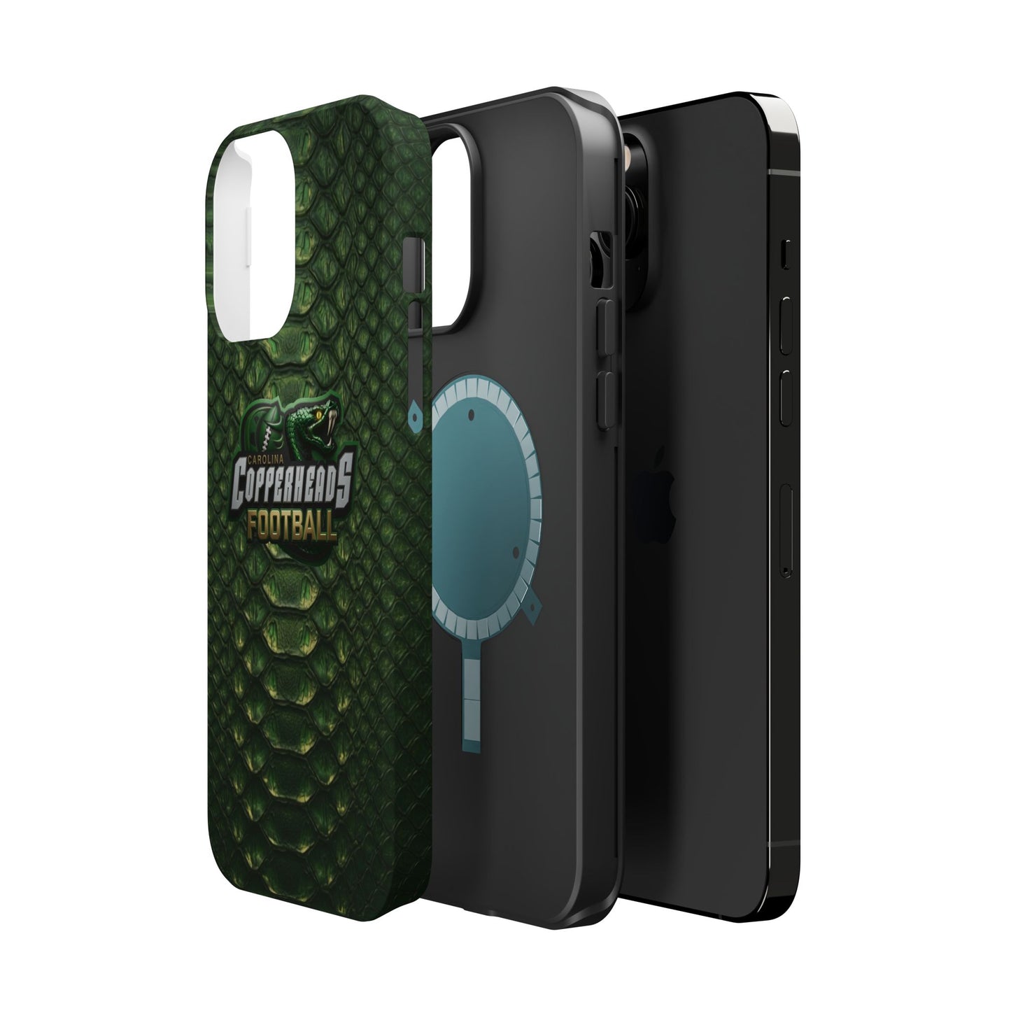 Copperheads Football Magnetic Impact-Resistant Phone Case — Green Snake Scale Design