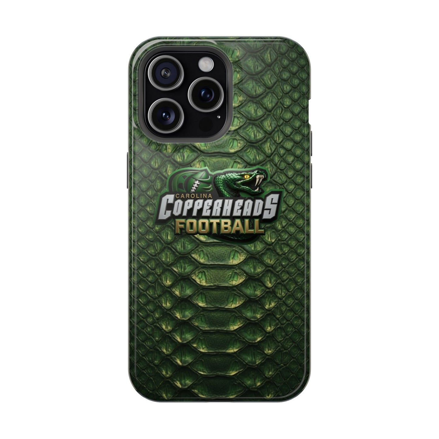 Copperheads Football Magnetic Impact-Resistant Phone Case — Green Snake Scale Design