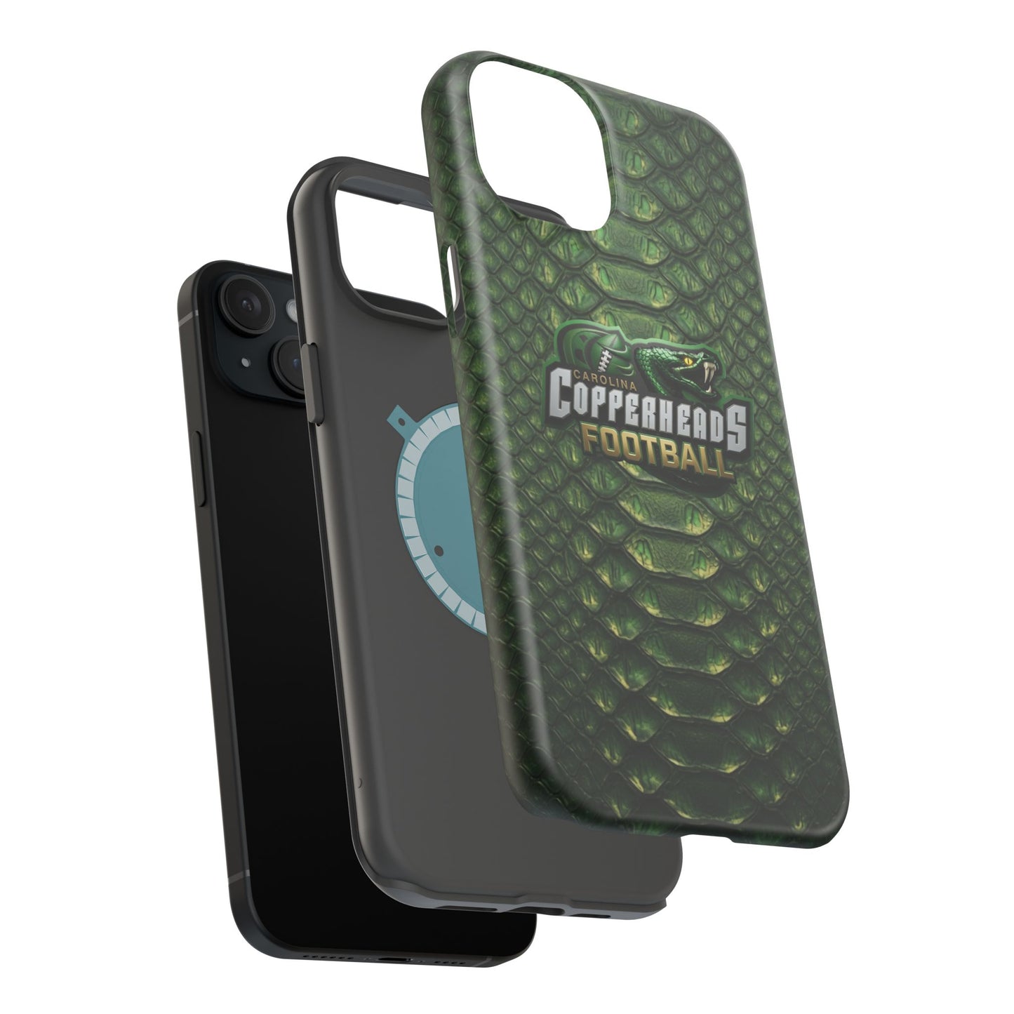 Copperheads Football Magnetic Impact-Resistant Phone Case — Green Snake Scale Design