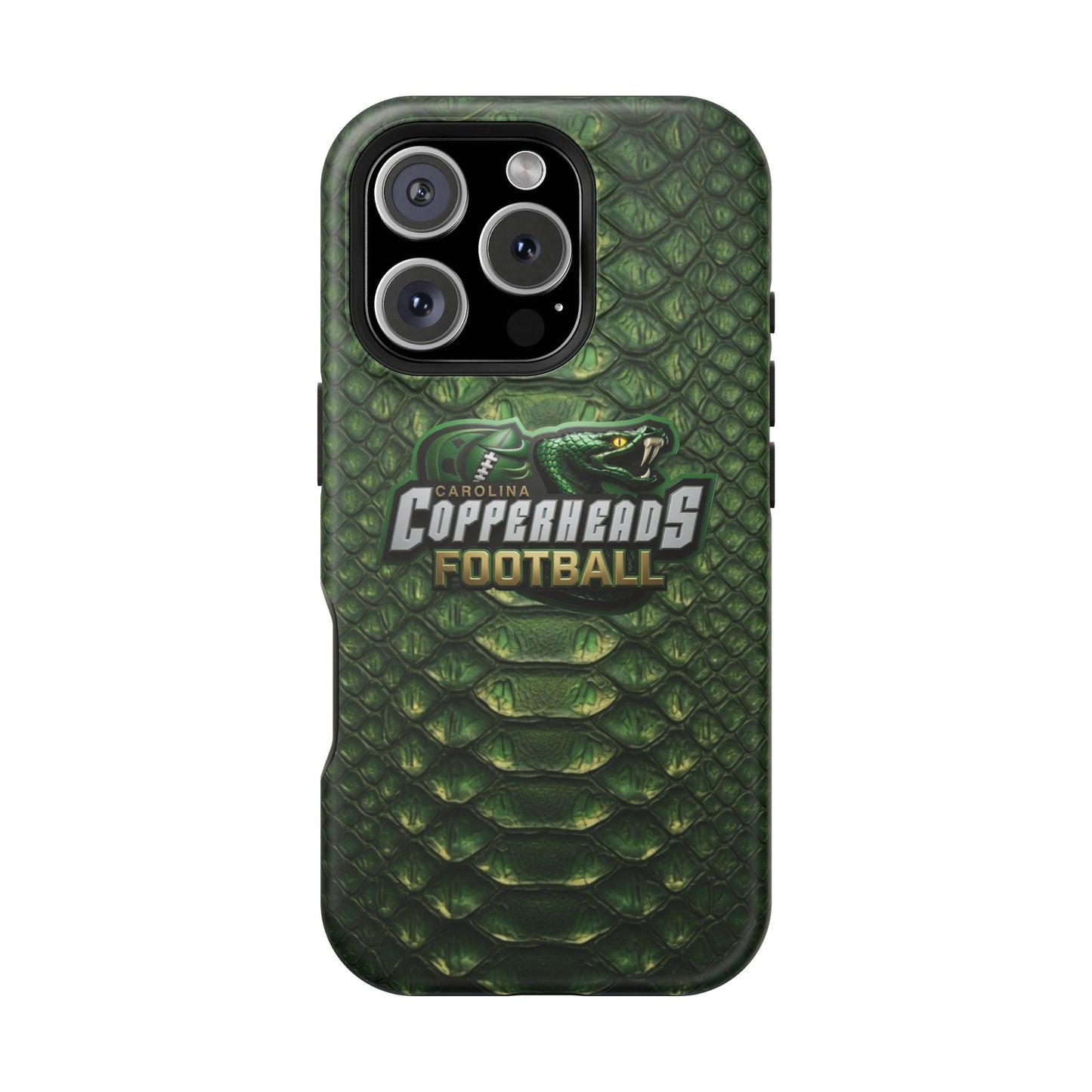 Copperheads Football Magnetic Impact-Resistant Phone Case — Green Snake Scale Design