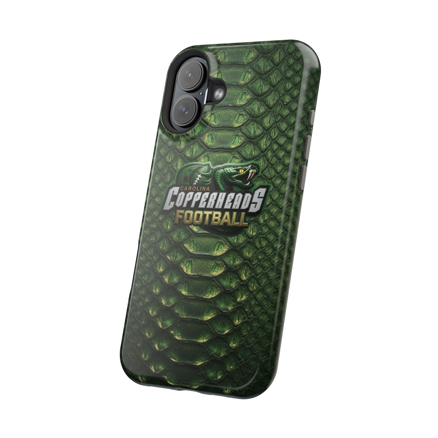 Copperheads Football Magnetic Impact-Resistant Phone Case — Green Snake Scale Design