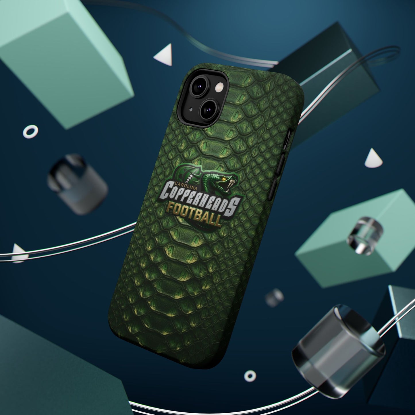Copperheads Football Magnetic Impact-Resistant Phone Case — Green Snake Scale Design