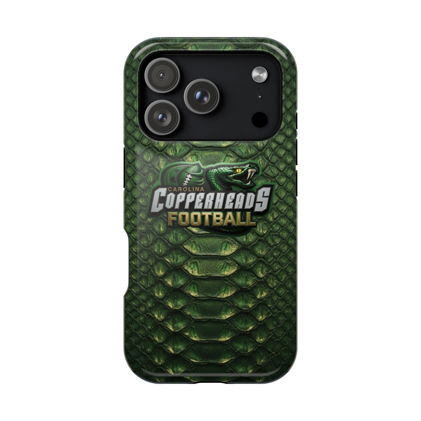 Copperheads Football Magnetic Impact-Resistant Phone Case — Green Snake Scale Design