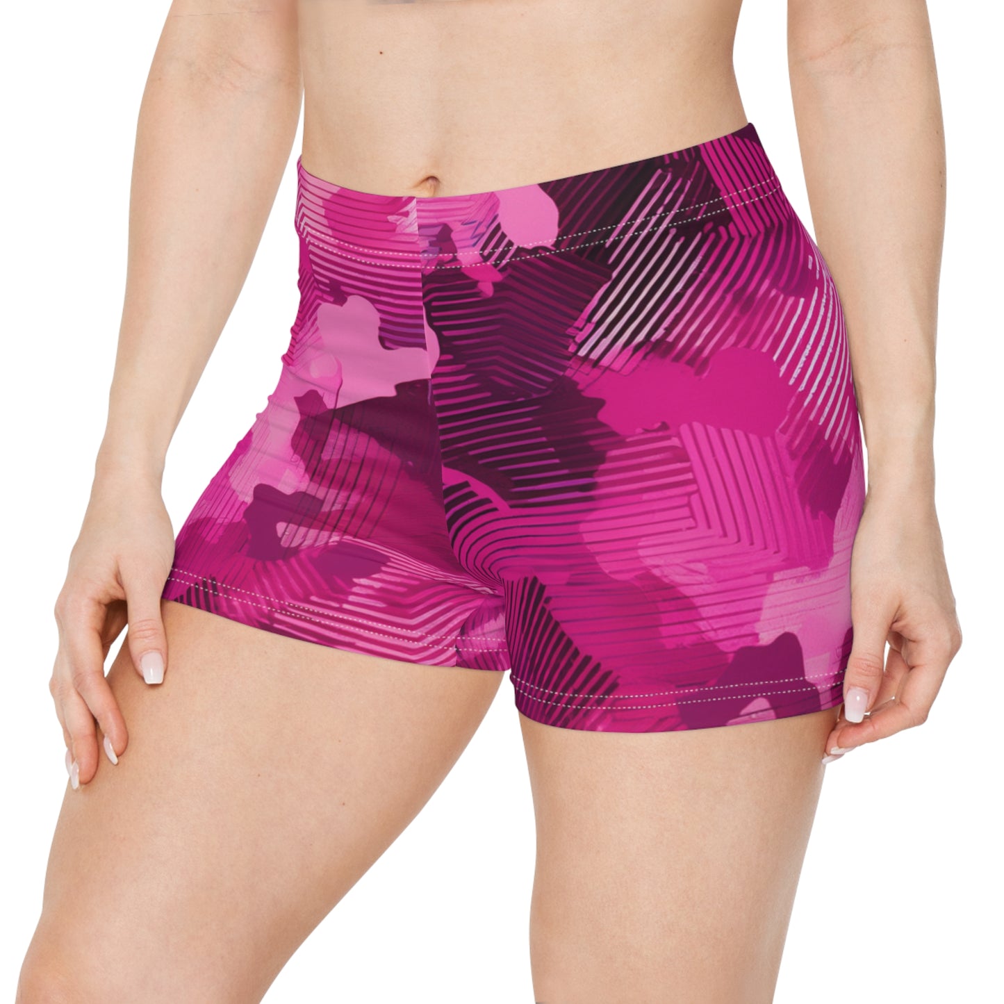 Women’s Pink Camo Athletic Shorts – Vibrant, Moisture-Wicking Activewear for Fitness, Leisure & Summer Style