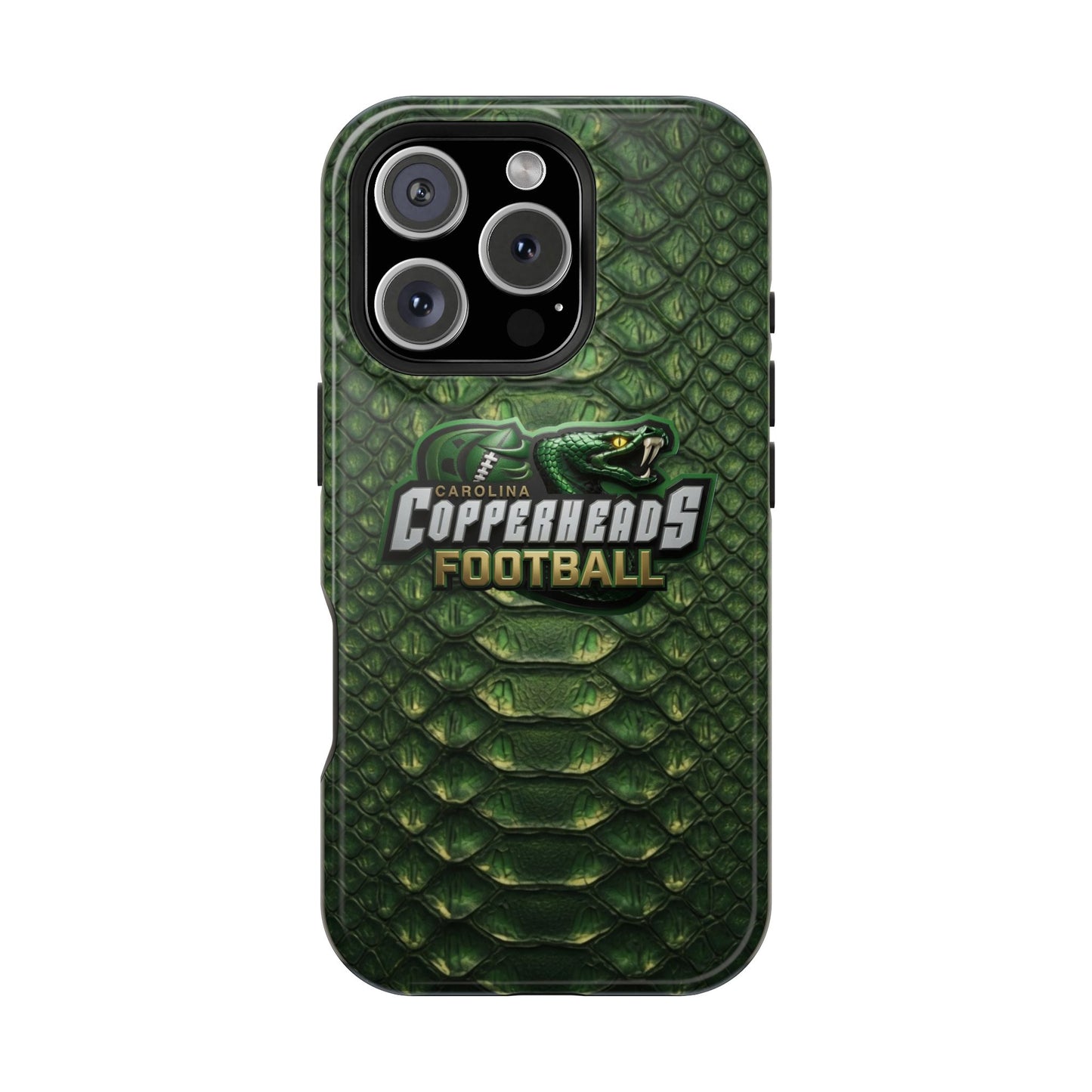 Copperheads Football Magnetic Impact-Resistant Phone Case — Green Snake Scale Design