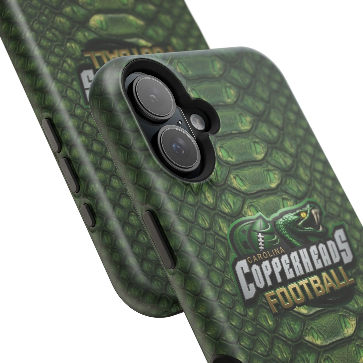 Copperheads Football Magnetic Impact-Resistant Phone Case — Green Snake Scale Design