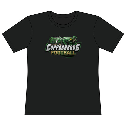 Copperheads Women's Football Tee — “Fangs Out” Performance Short Sleeve Shirt