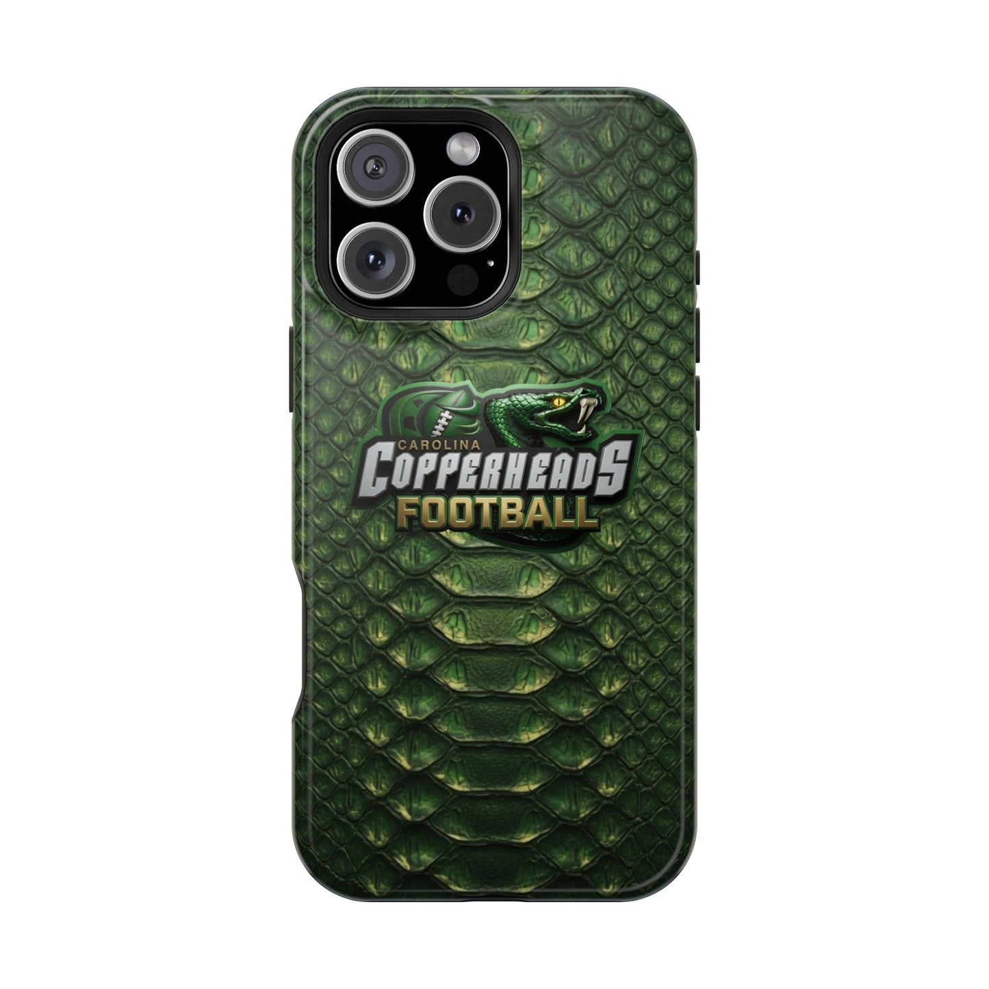 Copperheads Football Magnetic Impact-Resistant Phone Case — Green Snake Scale Design