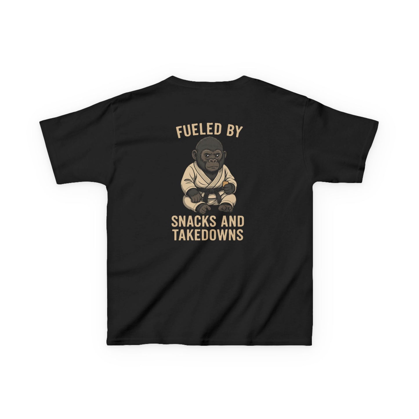 Kids “Fueled by Snacks and Takedowns” Gorilla Jiu-Jitsu Tee