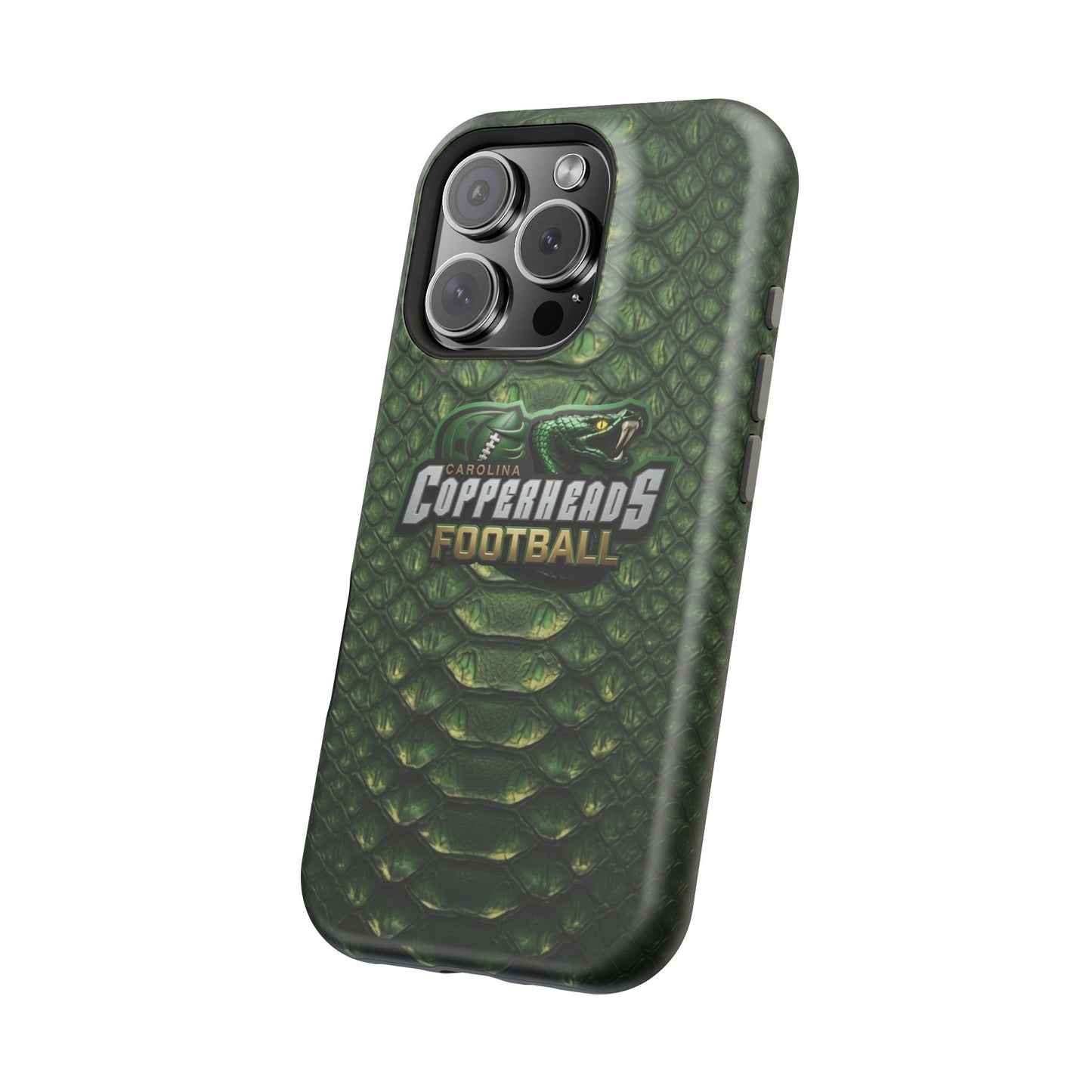 Copperheads Football Magnetic Impact-Resistant Phone Case — Green Snake Scale Design