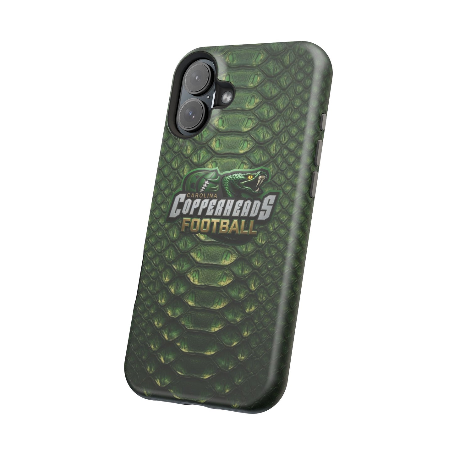 Copperheads Football Magnetic Impact-Resistant Phone Case — Green Snake Scale Design