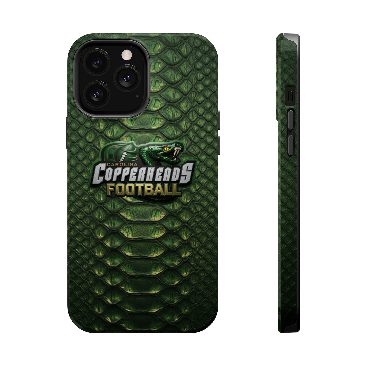 Copperheads Football Magnetic Impact-Resistant Phone Case — Green Snake Scale Design