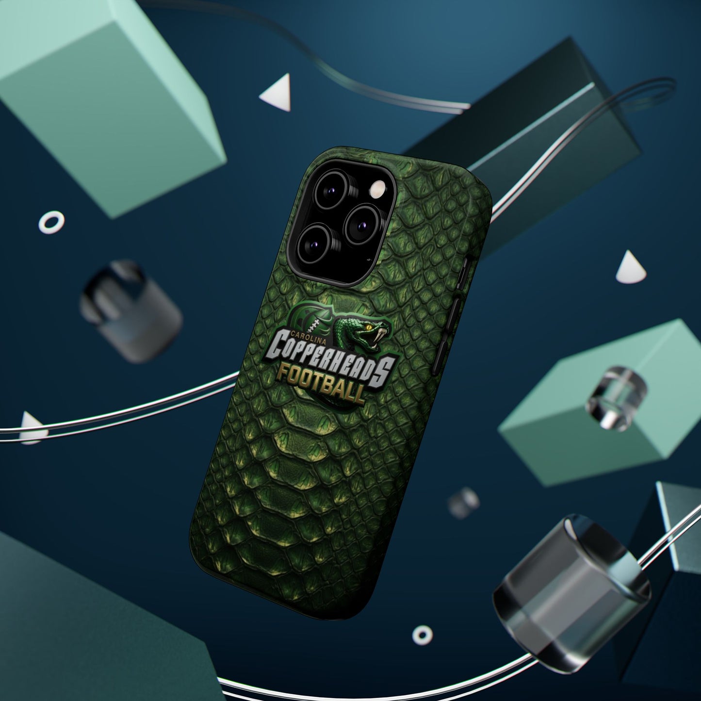 Copperheads Football Magnetic Impact-Resistant Phone Case — Green Snake Scale Design