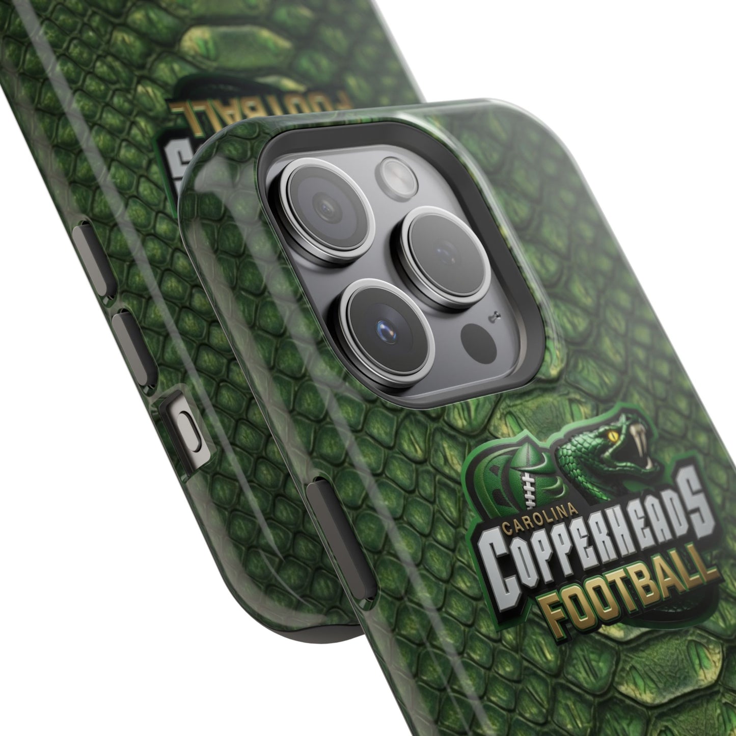 Copperheads Football Magnetic Impact-Resistant Phone Case — Green Snake Scale Design