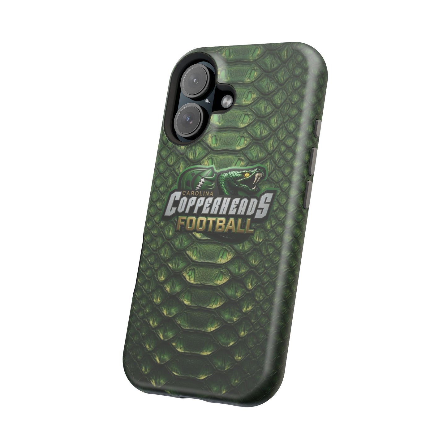 Copperheads Football Magnetic Impact-Resistant Phone Case — Green Snake Scale Design