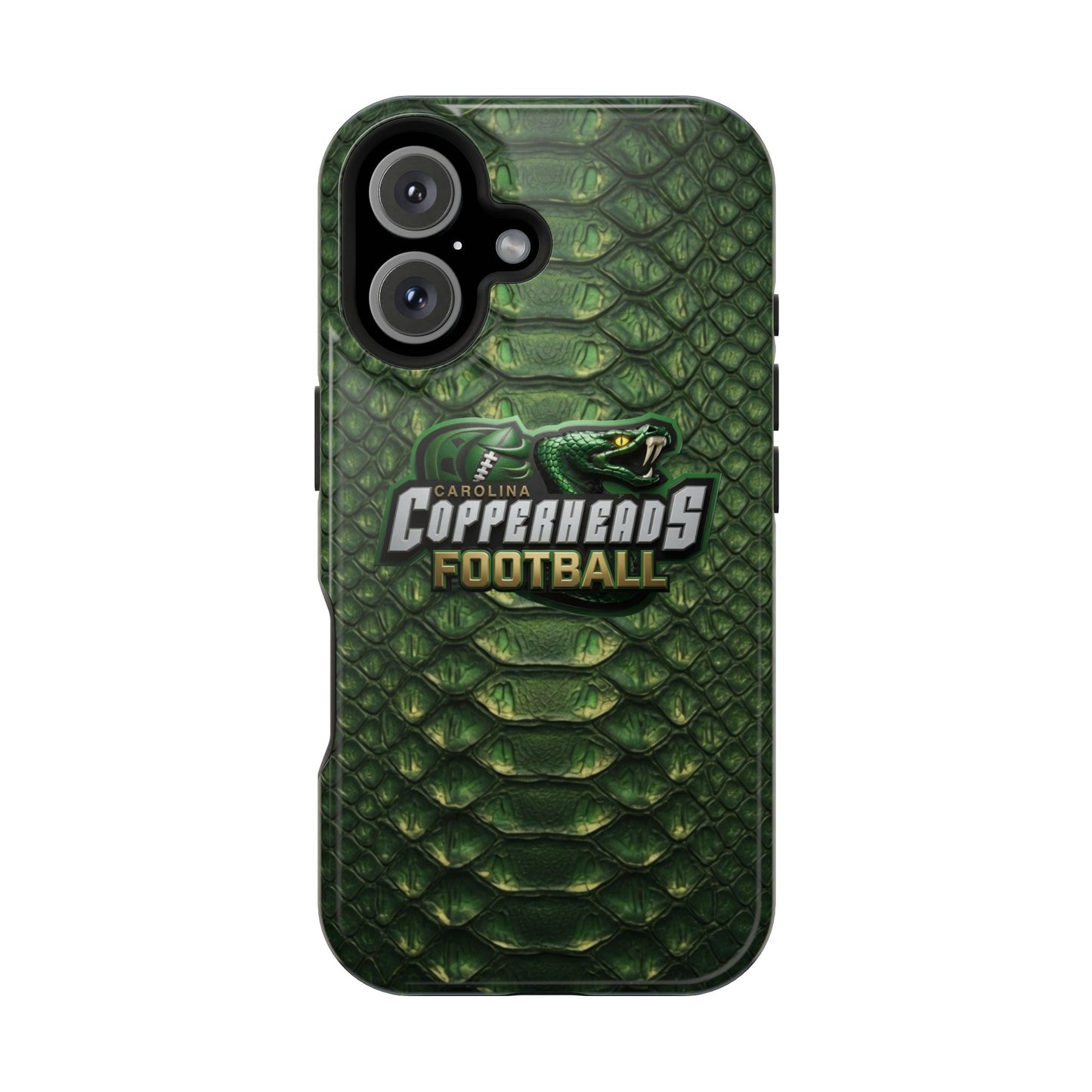 Copperheads Football Magnetic Impact-Resistant Phone Case — Green Snake Scale Design