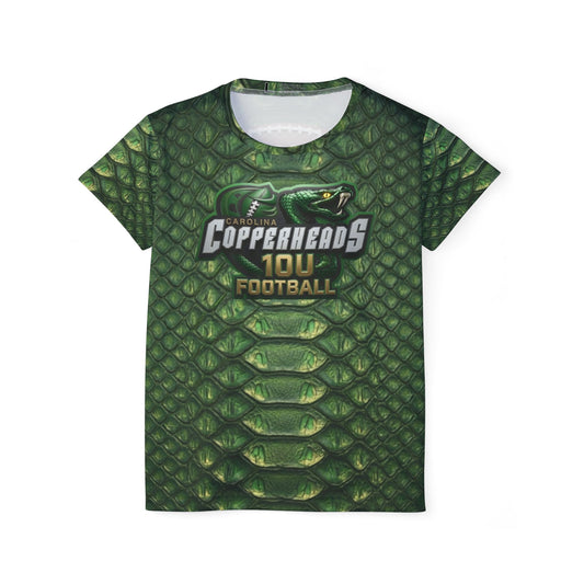 Copperheads Football Women's Jersey — Green Snake Scale 'Fangs Out' Team Tee