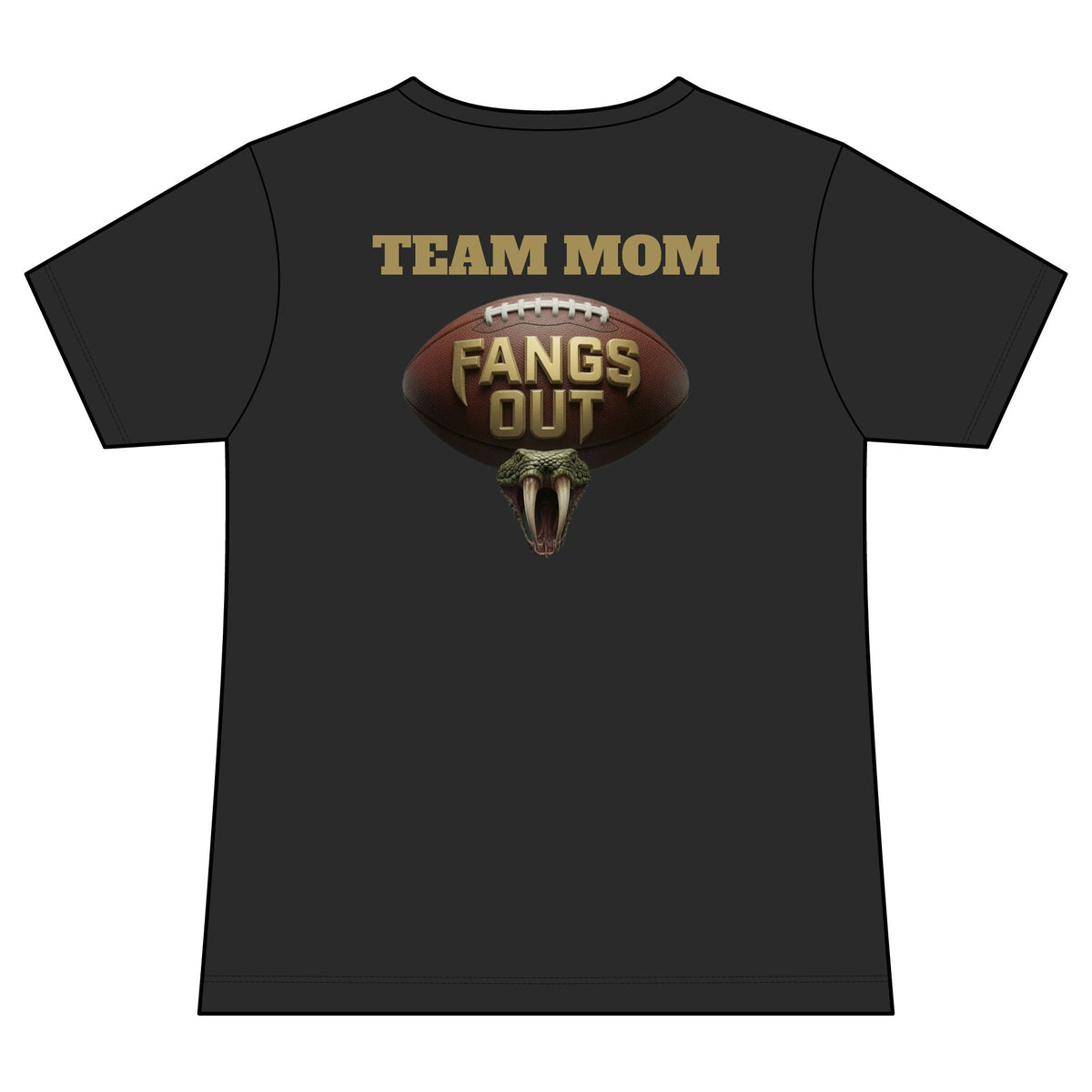 Copperheads Youth Football Team Mom V-Neck Tee — “Fangs Out” Front Logo