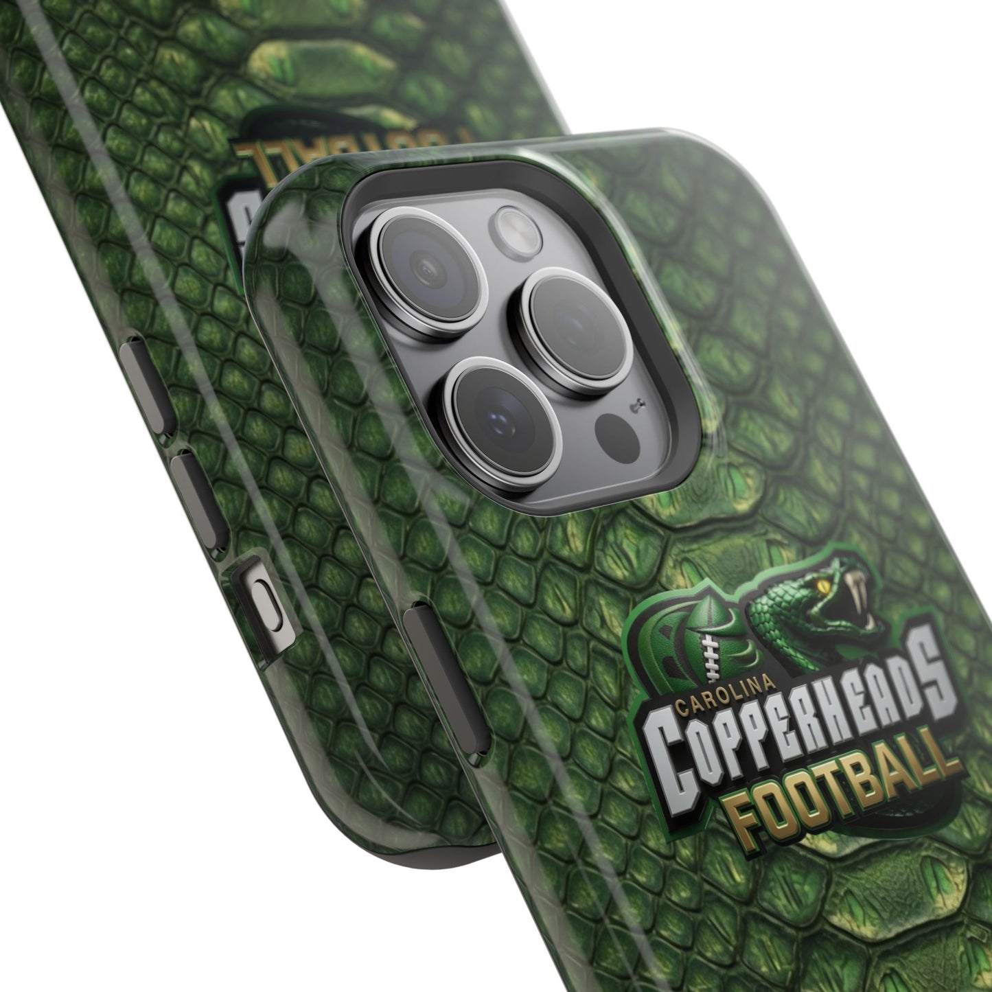 Copperheads Football Magnetic Impact-Resistant Phone Case — Green Snake Scale Design