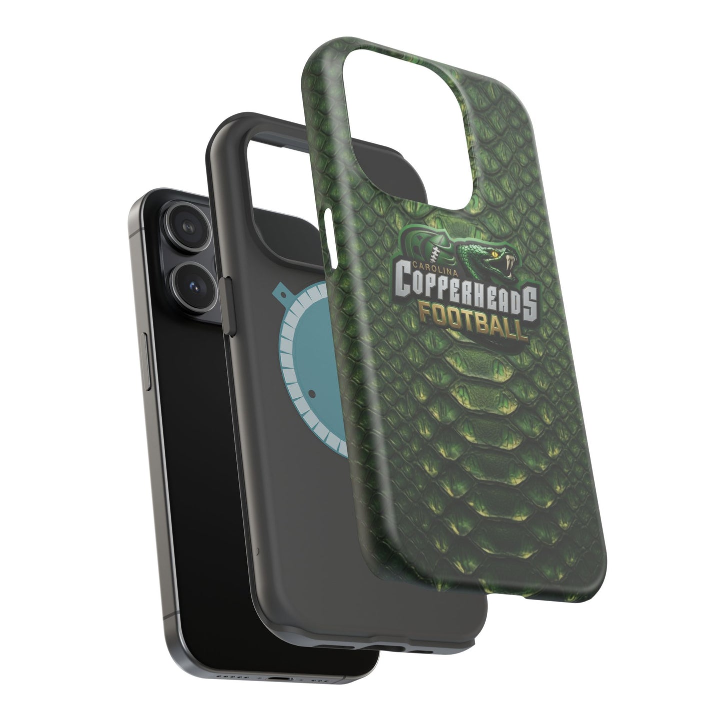 Copperheads Football Magnetic Impact-Resistant Phone Case — Green Snake Scale Design