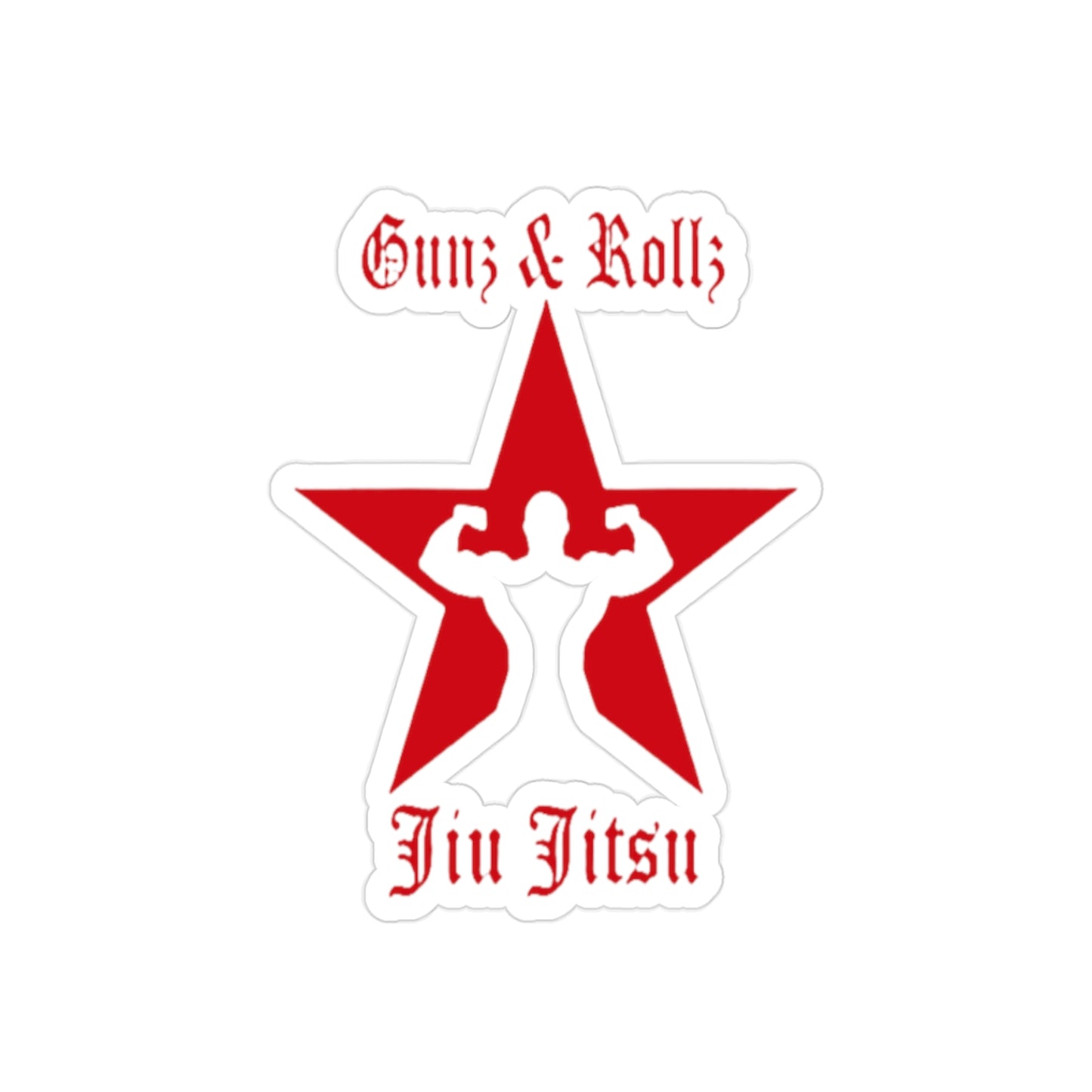 Gunz & Rollz Jiu Jitsu Sticker – Transparent Die-Cut Outdoor Decal for BJJ Fans | Car, Water Bottle & Gym Gear