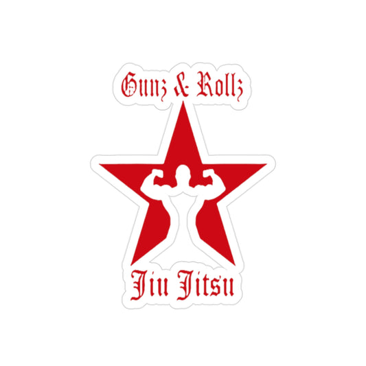 Gunz & Rollz Jiu Jitsu Sticker – Transparent Die-Cut Outdoor Decal for BJJ Fans | Car, Water Bottle & Gym Gear