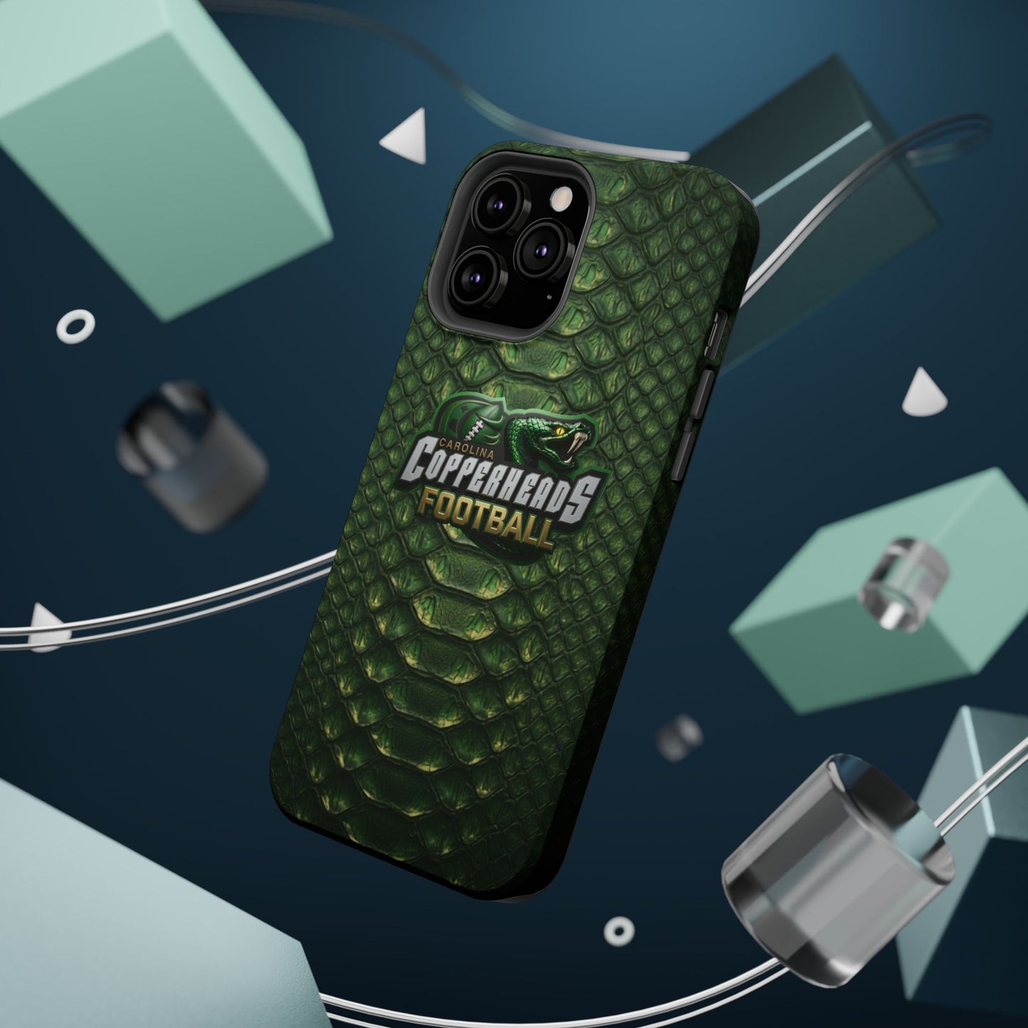 Copperheads Football Magnetic Impact-Resistant Phone Case — Green Snake Scale Design
