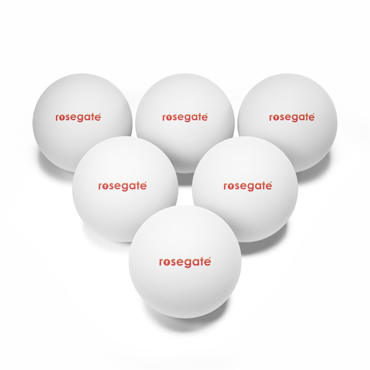 Rosegate Branded Table Tennis Balls — 6-Pack White Ping Pong Balls