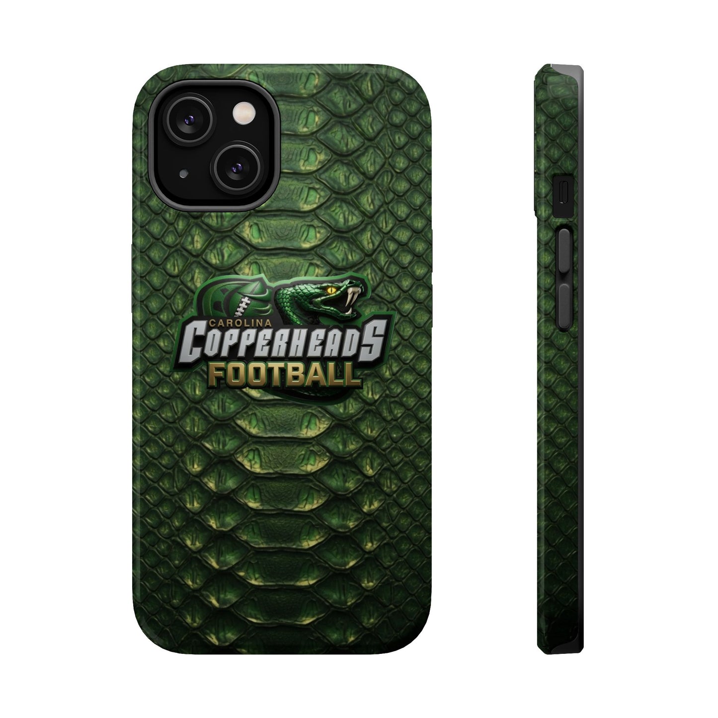 Copperheads Football Magnetic Impact-Resistant Phone Case — Green Snake Scale Design