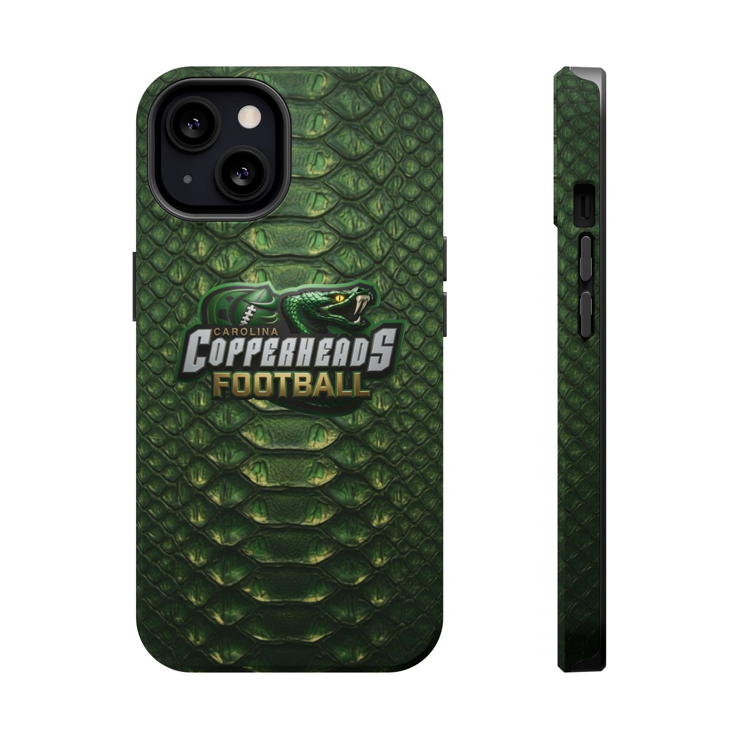 Copperheads Football Magnetic Impact-Resistant Phone Case — Green Snake Scale Design