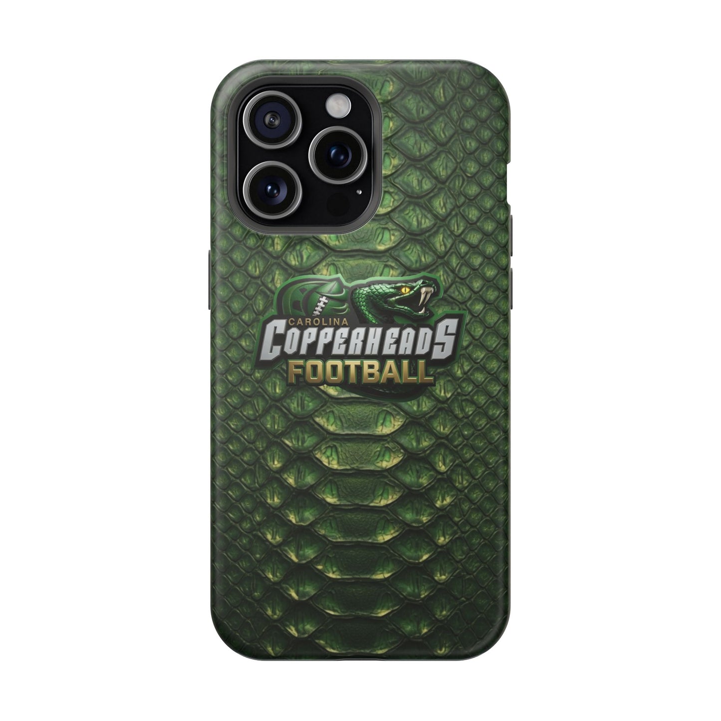 Copperheads Football Magnetic Impact-Resistant Phone Case — Green Snake Scale Design