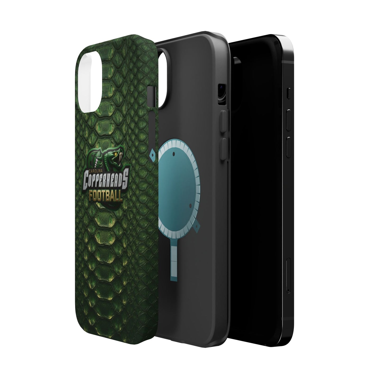 Copperheads Football Magnetic Impact-Resistant Phone Case — Green Snake Scale Design