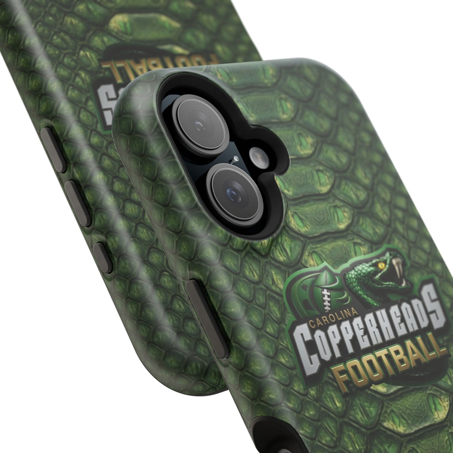 Copperheads Football Magnetic Impact-Resistant Phone Case — Green Snake Scale Design