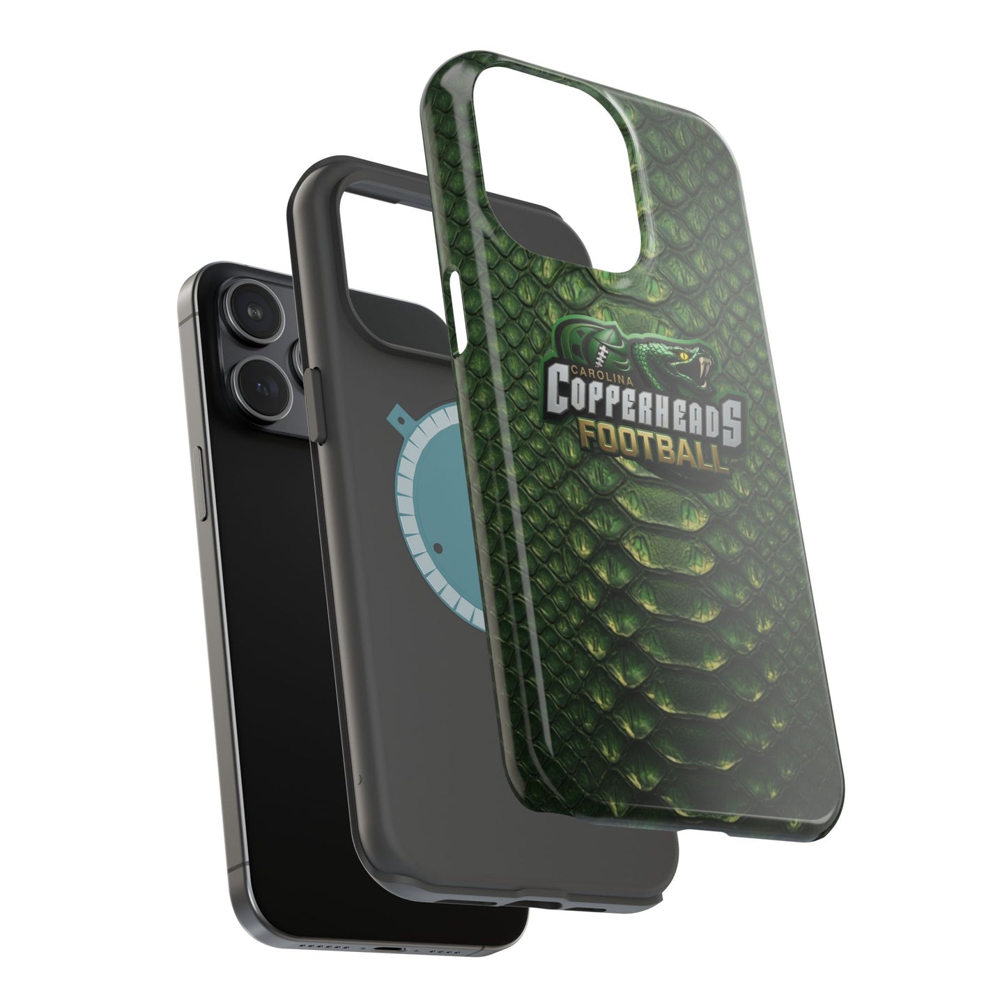 Copperheads Football Magnetic Impact-Resistant Phone Case — Green Snake Scale Design