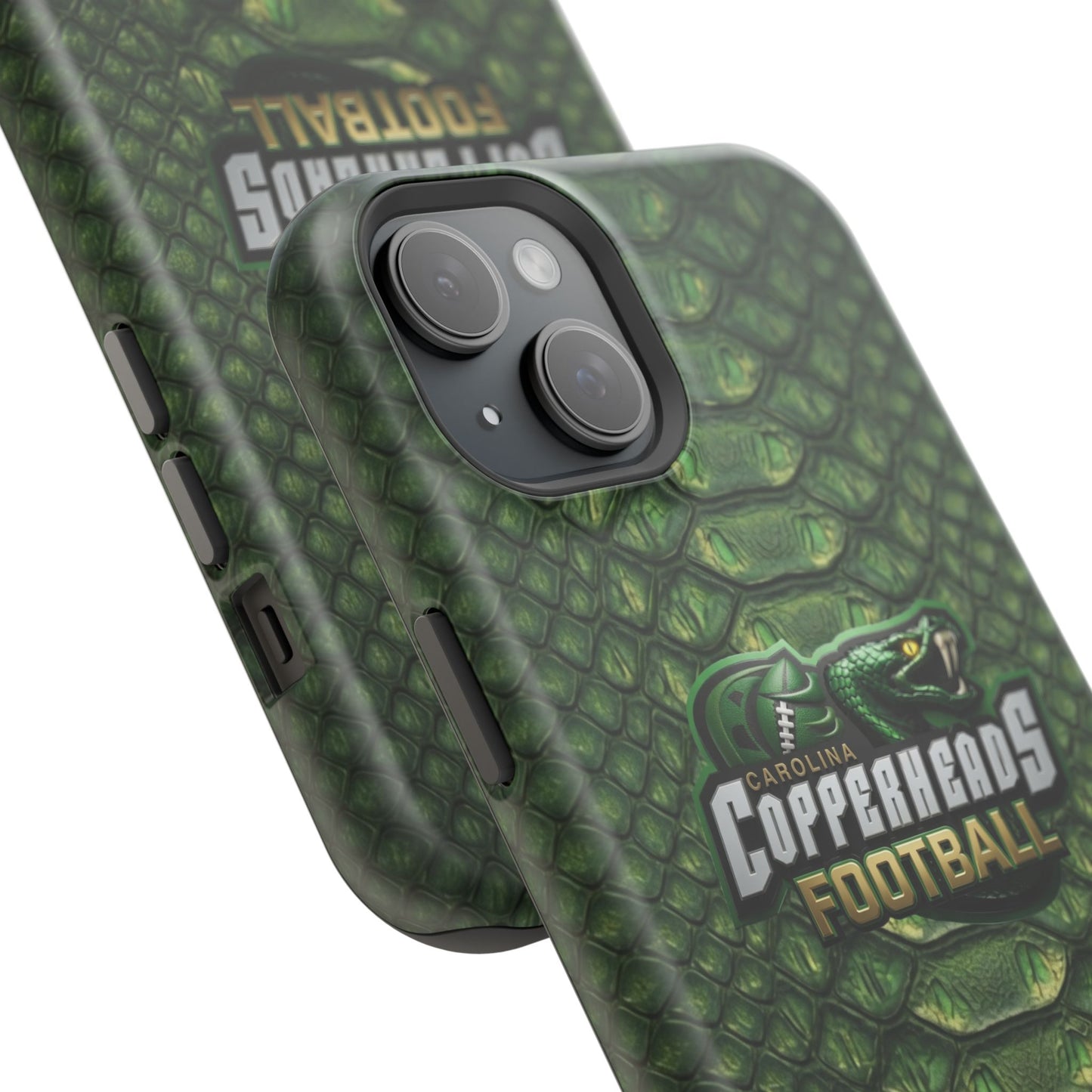 Copperheads Football Magnetic Impact-Resistant Phone Case — Green Snake Scale Design