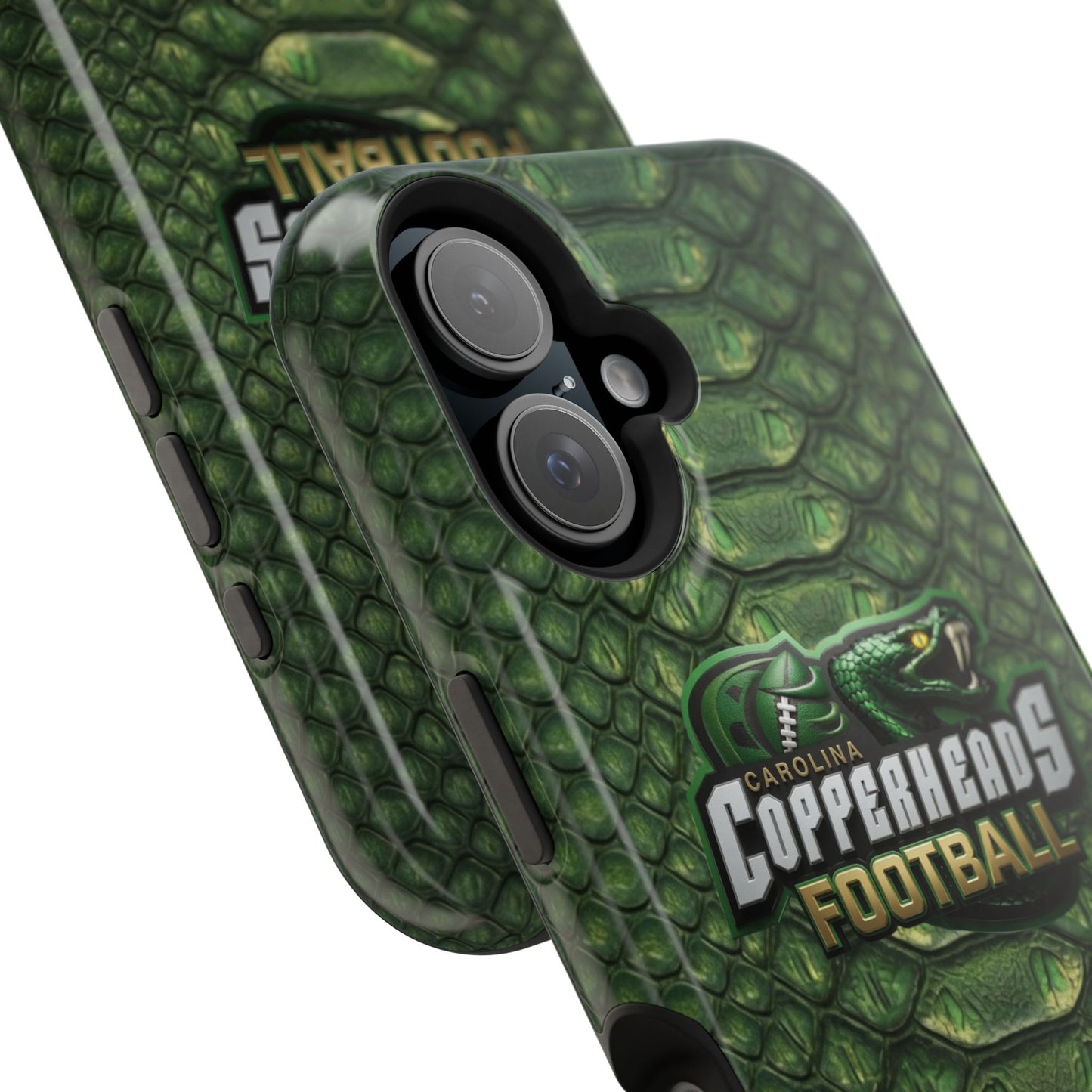 Copperheads Football Magnetic Impact-Resistant Phone Case — Green Snake Scale Design